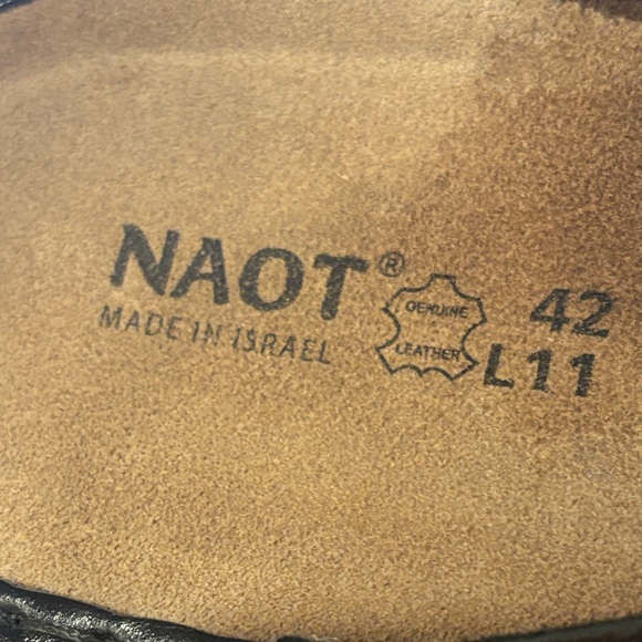 Naot Black, green and Cream Leaf Design leather Mules - Picture 2 of 14